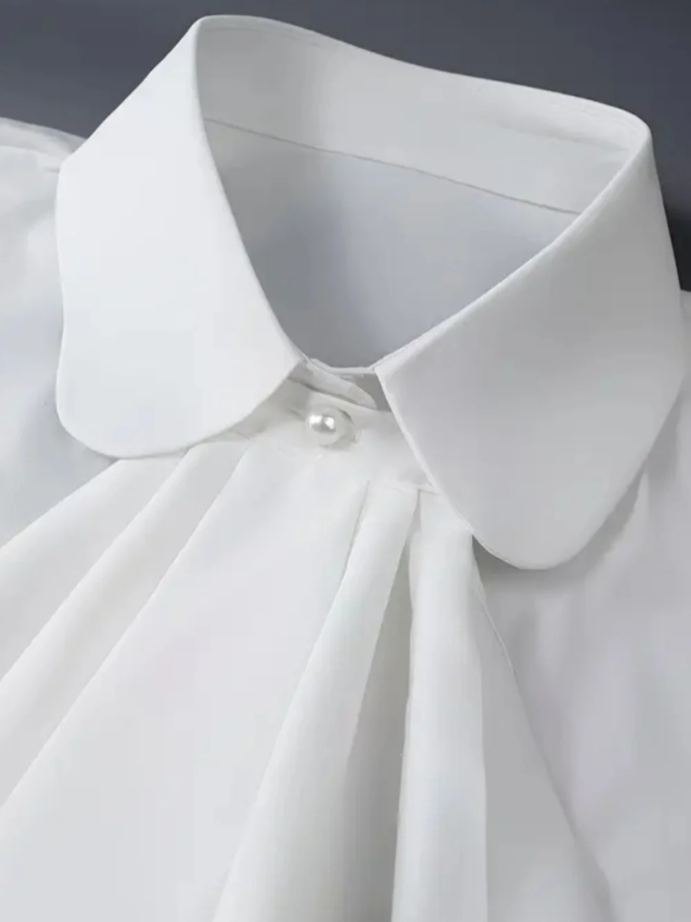Detachable White Peter Pan Collar Bib with Pleated Jabot - Picture 5 of 5